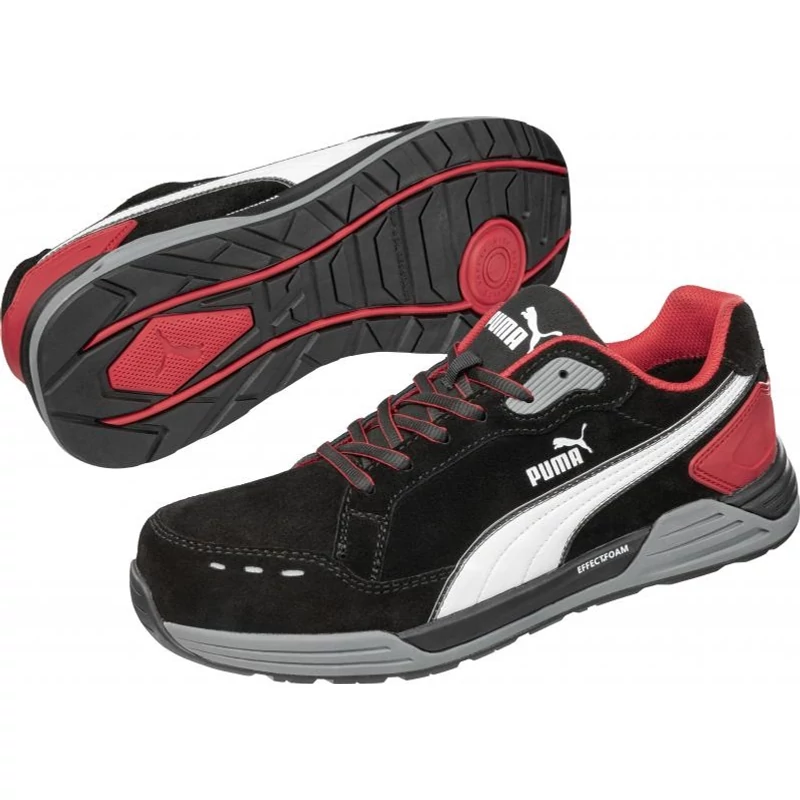 Puma Airtwist Blk Red Low S3 ESD HRO SRC munkavédelmi cipő